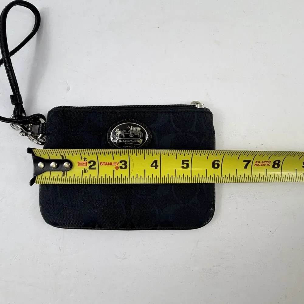 Coach Wristlet Wallet Pouch Zip Women's Small Black Small 6” X 4”